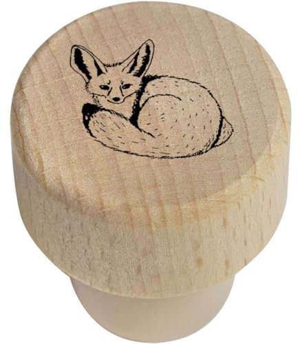 19mm 'Fennec Fox' Wooden Bottle Stopper/Cork (BS00009902)