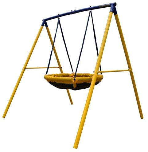 Zero Gravity Kids Swing Set Age 3+ With Sturdy Metal Frame. Garden Fun For Up To 2 Children (UFO Bird Nest)