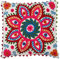 GURU SHOP Boho Kissenhülle, Farbenfrohes Besticktes Folklore Kissen im Mexikanischem Style - Weiß/pink, Baumwolle, 40x40x0,5 cm, Zierkissen, Dekokissen, Sofakissen