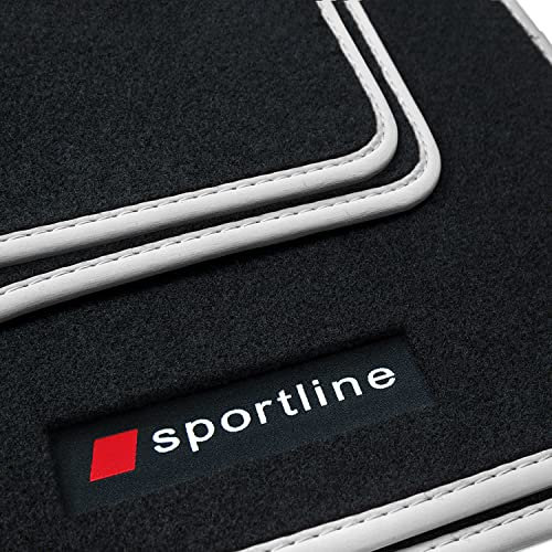 teileplus24 PV101 Fußmatten Gummimatten Sportline Design kompatibel mit Audi A3 8P 8PA Sportback Limo 2003-2012, Bandeinfassung:Silber