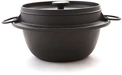 Iwachu Reis-Topf Go, Gusseisen. Rund mit Deckel. 20 cm. Induktionsgeeignet. Für Reis, Reisgerichte nach Japan Art