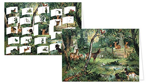 RASW099 -  Der Wald und seine Bewohner  Adventskalender-Doppelkarte - 12,5 x 18,5 cm mit hochwertigem Kuvert