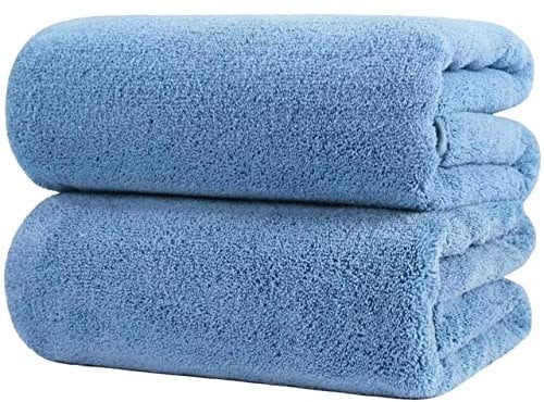 Polyte - Premium-Mikrofaserbadetuch - fusselfrei & schnelltrocknend - Blau - 89 x 178 cm - 2 Stück