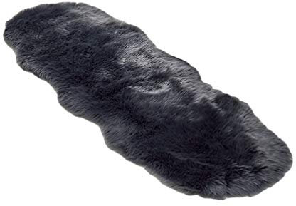 GladiolusA Faux Teppich Imitat Teppich Longhair Fell Optik Bettvorleger Sofa Matte Dunkelgrau 60 * 180cm