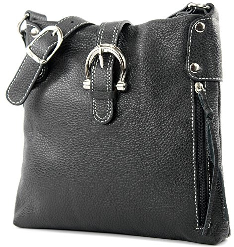 modamoda de T04 Damen Leder Umhängetasche Schultertasche, handmade in Italy