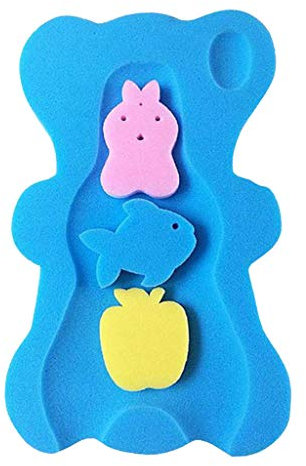 HomeDecTime Baby Bad Schwamm für Baby-Badewanne, Baby-Badematte, Rutschfestes Kissen Wanne Schwammmatte - Blau, 49x30x4cm