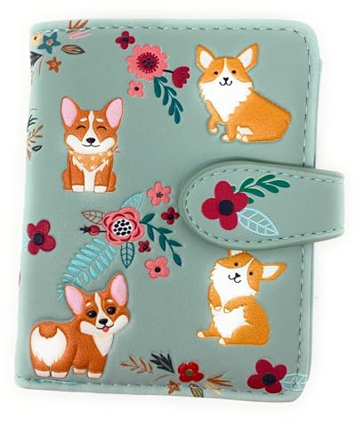 Shagwear Damen Geldbörse Corgi Pattern Small Zipper, mint, Einheitsgröße, Geldbörse mit Reißverschluss.