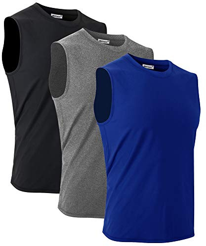 MeetHoo Men’s Tank Top, Sleeveless T Shirt Vest Tops Quick-Dry Sweatproof Sports Undershirt for Running Fitness Gym