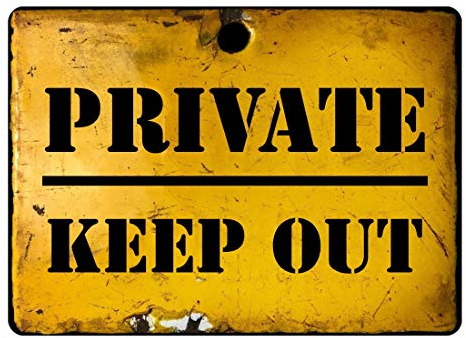 Old Rusty Retro Looking Sign. Private Keep Out. Antique Effect Sticker Ideal for a Bedroom Door. 200mm x 150mm Self Adhesive