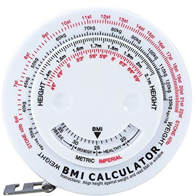 BMI Maßband Körpermaßband Mit Rechner für Gewicht und Körpertaille - Anatomisches Design, Genaue Messung, Starke Spannung und Klares Drucken