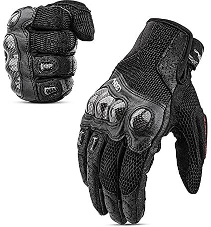 LEXIN Herren Handschuhe, Rollerfahrer Handschuhe, Sommer Handschuhe Touchscreen, Sport Handschuhe für Motorrad, Motorcross, Fahrrad, Mountainbike, Paintball (046 Schwarz, L)