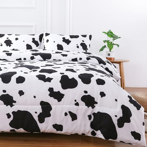 PERFEMET Bettwäsche-Set mit Kuhmuster, Bettbezug mit 2 Kissenbezügen, für Kinder, Teenager, Jungen, Mädchen, Full/Queen-Size-Größe