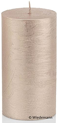 durchgefärbte Stumpenkerzen (H x Ø) 130 x 68 mm, Farbe Rosegold lackiert, mit ASF zum Abbrandschutz, Wiedemann Marble Kerzen, Advent, Adventskranz, Weihnachten, Dekoration, Event