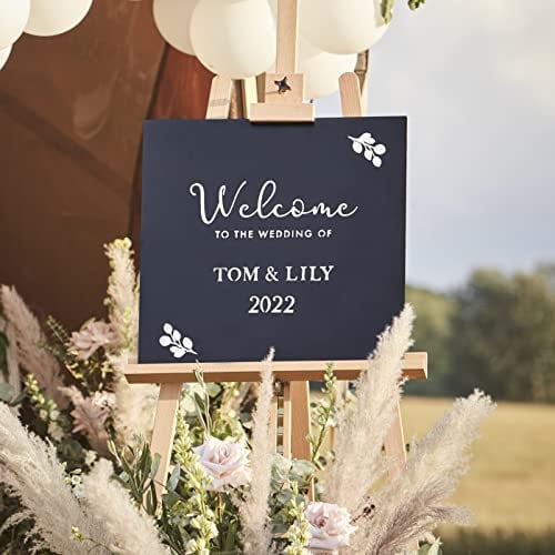 Ginger Ray 'A Touch of Pampas' XL Chalk Board Sign Wedding Decoration-60cm x 42cm, Black