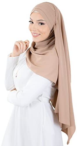 Hijab à enfiler en soie de médine à nouer HE400 (Brun)