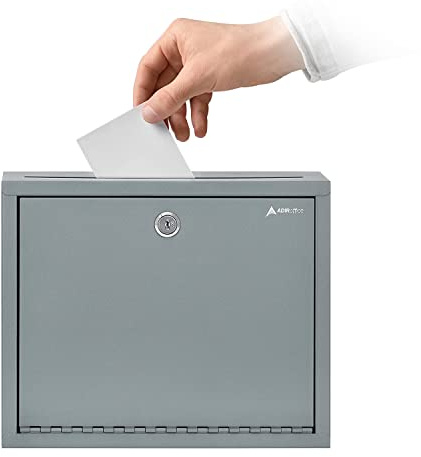 Adir Metall-Vorschlagsbox mit Schloss und Schlitz, Wandmontage, Pfandbox für Zahlungen und Schecks, Bürobriefkasten für Mitarbeiter, Briefkasten für Haus, sichere Dropbox mit Schlüssel, 7,6 x 25,4 x