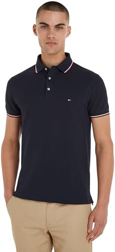 Tommy Hilfiger Polo Homme Manches Courtes 1985 RWB Tipped Slim Polo Slim, Bleu (Desert Sky), S
