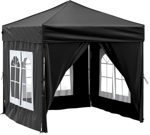 vidaXL Partyzelt Faltbar mit Seitenwänden Gartenzelt Festzelt Pavillon Zelt Gartenpavillon Gazebo Gartenlaube Bierzelt Faltzelt Camping Weiß 2x2 m