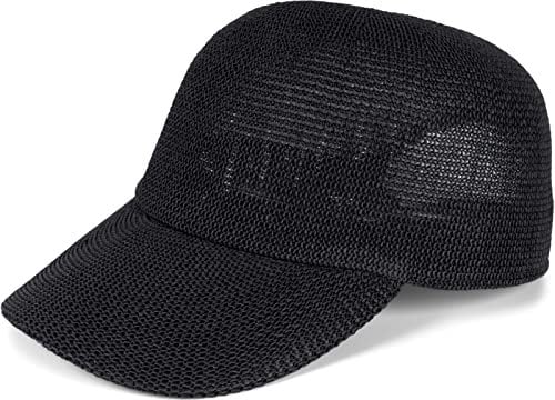 styleBREAKER Papierstroh Baseball Cap einfarbig | luftiges Sommer Basecap mit Metallschnalle verstellbar | Unisex Cap mit Schweißband für Damen und Herren, Farbe:Schwarz