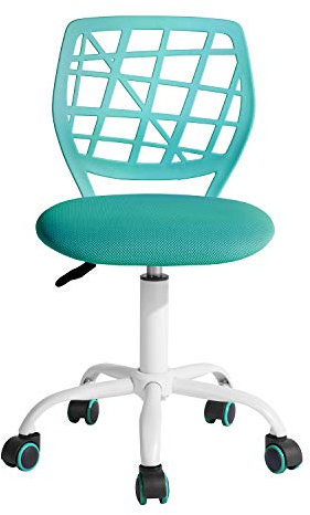 HOMYLIN Desk chair Computer chair Ergonomic Fabric Swivel Office Comfy chair Work Chair without Arms Height Adjustable Study chair, Turquoise I