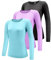 Boyzn Women's 3 Pack Short/Long Sleeve Workout Running Shirts, UPF 50+ Sun Protection Shirts, Athletic Exercise Gym T-Shirts-Black/Purple/Light Blue-L