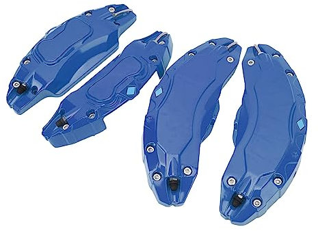 Wheel Caliper Protector, 4PCS Brake Caliper Cover Front Rear Aluminum Alloy Replacement for Model Y 19 20in Wheels Hub (Black) (Blue)