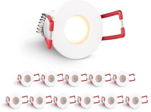 LongLife LED 12er Set Einbaustrahler Mini 3W 2700K weiß RAL 9016 IP65 Dimmbare Strahler für Terrassenüberdachung, Carports, Dachüberständen