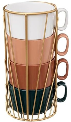 Paris Prix Secret de Gourmet - Lot de 4 Mugs sur Rack Coline 25cl Multicolore