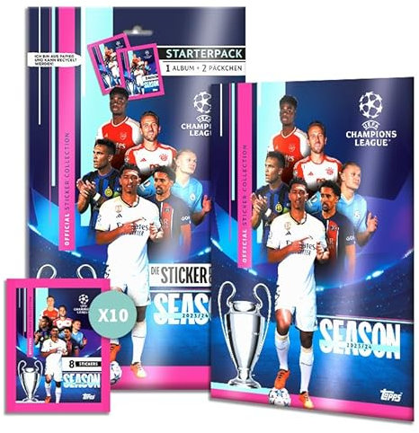 Topps UEFA Champions League Stickers - Starter Pack (80-seitiges Album plus 2 Päckchen mit Stickern)