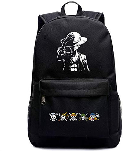 WANHONGYUE Luminous One Piece Anime Cosplay Backpack Casual Daypack Day Trip Travel Bag with USB Charging Port Black /1