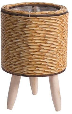 Plant Pots, Rattan Plant Stand, Plant Pot with Legs, 5.51'' Rustic Wicker Plant Stand, Small Planter Holder, Standing Plant Pot for Balcony Apartment Style2