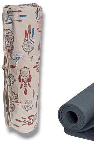 Borsa per tappetino yoga cacciatore di sogni, porta tappetino yoga, yoga accessori, borsa yoga, altezza massima del materassino 62 cm, in tela di cotone, fatto a mano a Barcellona