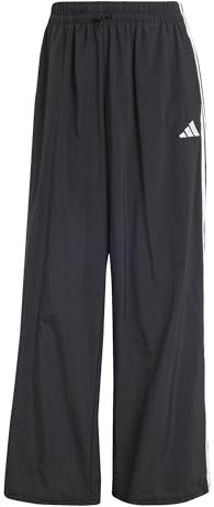 adidas Femme Essentials 3-Stripes Lifestyle Woven Parachute Pants, Black/White, XL
