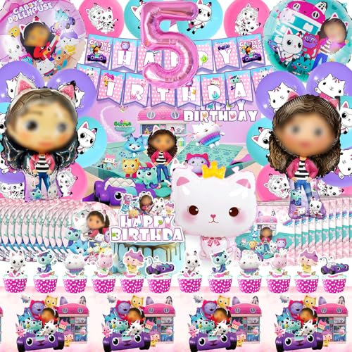 82 Pcs Décoration Anniversaire Gabby 5 Années - Thème, Ballons, Vaisselle pour Maison