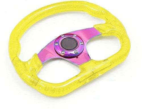 ZHANGSHUMIN Sportlenkrad 320mm 12.5inch Acryl Lenkrad & Hornknopf 6 Löcher Modified Sports Lenkrad 10 Farben Holzlenkrad(Yellow)