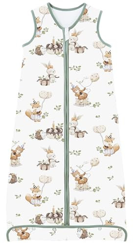 Chilsuessy Baby Ganzjahres Schlafsack, 2.5 Tog Schlafsack für Kleinkinder, Ärmellos Winter Babyschlafsack mit einstellbarer Länge, Natur Baumwolle, Geburtstag Party, 110cm/Baby Höhe 100-120cm