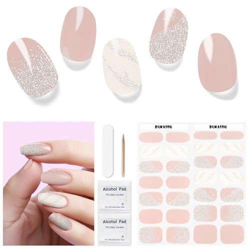 Nagelfolie UV Härtend - 28 Stück Nagelsticker UV Gel Nagelfolien Selbstklebend Nail Sticker Nagellackstreifen Gel-Nagelaufkleber in Salonqualität Art Stickers DIY für Damen Mädchen