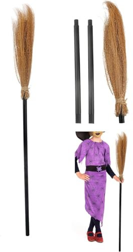 Plastic Broomstick for Halloween Costume - Flying Witch Broom for Masquerade Show & Dance Party