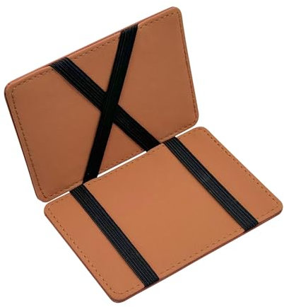 AfitLulu Portafoglio Uomo Pelle Flip Type Magic Porta Carte di Credito, Ultra Sottile Portacarte Moderno Portafogli con 4 Scomparti per Carte di Credito e 2 Scomparti (Marrone)