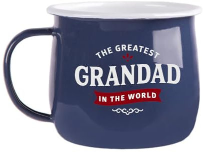 D Design Invent Print! Grandad Gift Steel Enamel Belly Mug Present Keepsake Coffee Drinking Cup for Grandad 12.5oz