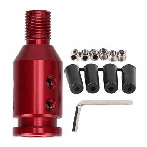 WAONIQ Universal Auto Schaltknauf Adapter, Aluminiumlegierung, Schalthebelanschluss für Schalthebel ohne Gewinde (Gewindesteigung 12 x 1,25) (Rot)