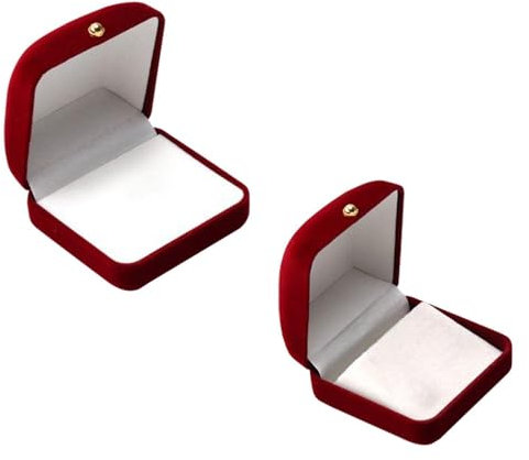 CHROMACRAFT 2 Stück Samt-Schmuckkästchen, Schmuckverpackungsschachtel, Schmuck-Geschenkbox, Schmuck-Vitrine, Elee Schmuckschatulle