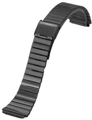 QNGMKBKTDZ Edelstahlarmband Ersatz Herren Damen Ultradünnes Armband 18mm Metallarmband Passend for Casio F-91W/A158/A159/A168/AE1200/1300(Black,20mm)