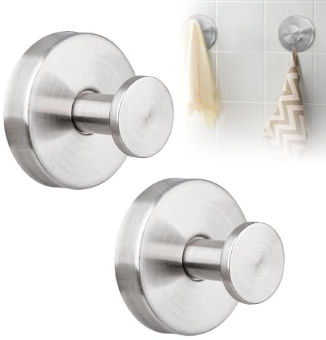 Cimown 2 Pièces Crochet Ventouse Inox, étanches, étanches, Réutilisable (Argent)