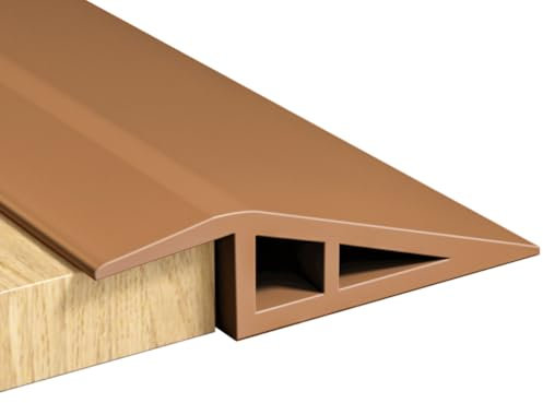 RANJIMA Übergangsprofil Selbstklebend, 1M x 5cm PVC Türschwellen Leiste Höhenausgleich von 5–10mm, Übergangsprofil Übergangsleiste Bodenleiste, Übergangsleiste Boden für Laminat, Fliesen, Braun