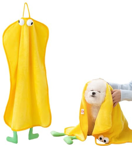 Niuhong Microfaser Hundehandtuch Niedlich Haustier Handtücher Super Weich Bequem Ultra Saugfähige Kuschelweich Haustiere Badetuch Hund Baden Schnell Trocknend Für Hunde Katzen Klein Tiere (Gelb, M)