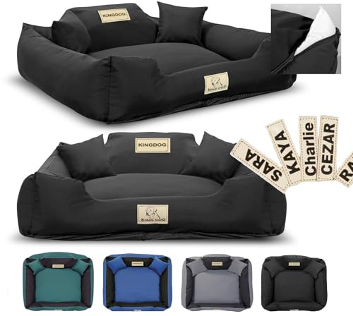 KING DOG Hundebett MM43 100x75 cm personalisierbar abnehmbar rutschfest schwarz, ideal für mittelgroße und große Hunde