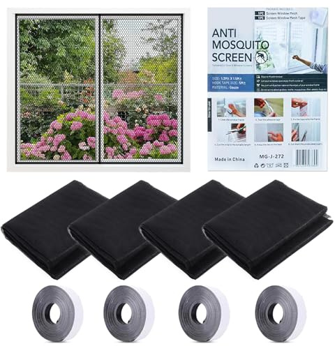 4 Stück Fliegengitter Fenster Insektenschutz Fenster Moskitonetz Fensters Fliegennetz Fensters Mosquito Net Window Fensterr Fliegengitter Fensterr