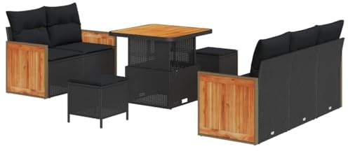 vidaXL Gartensofa-Set 8 STK. 7-Sitzanzahl Schwarz