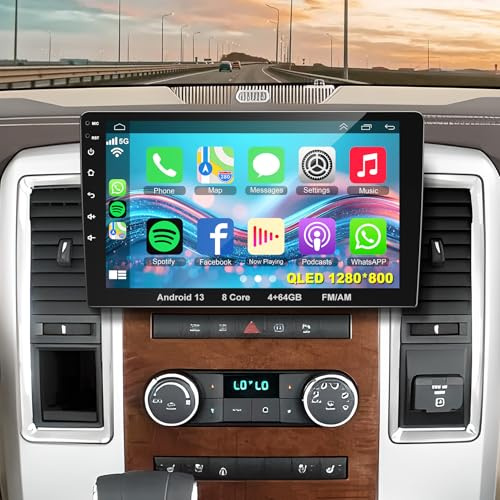[8 Core,4G+64G] Android 13 Car Stereo Double Din Radio with Wireless CarPlay Android Auto | 9 Inch QLED Touch Screen Head Unit with GPS WiFi BT 32EQ DSP | Mirrorlink | Steering Wheel Control | FM AM